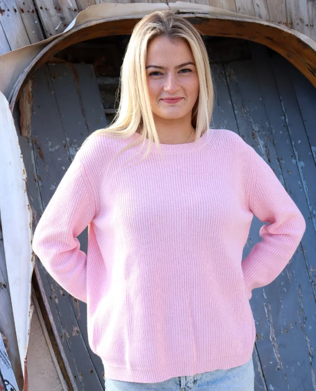 Sweater Crew- Lt Pink Real Fur Shearling Chenille