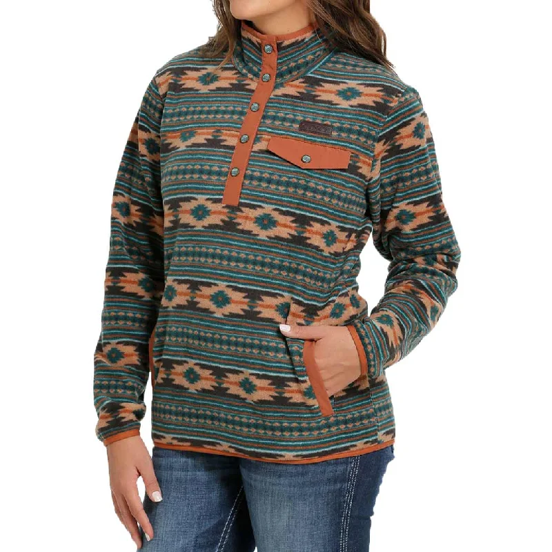 Cinch Women's Southwest Print Polar Fleece Pullover Cap Sleeve Casual