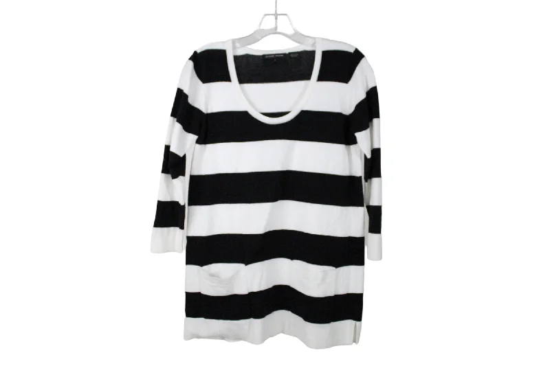 Jeanne Pierre Black White Striped Sweater | S Wool Fabric Cashmere Fabric Tweed Fabric