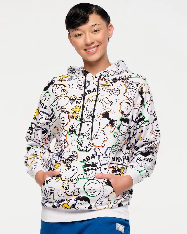 Zumba X Peanuts Unisex Pullover Hoodie - White One Shoulder Top