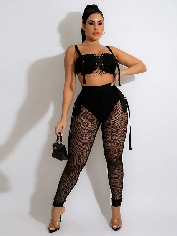 Two Piece Tank Tops & Mesh Pants Outfits boho tank top
