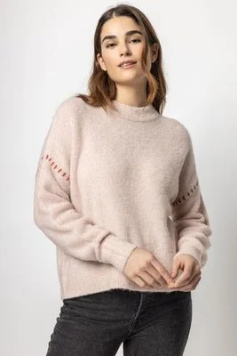 Oversized Pullover Sweater Faux Fur Trim
