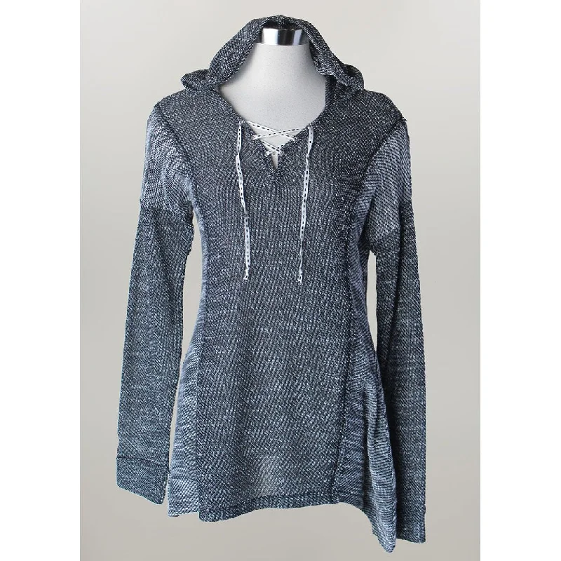 Keren Hart Black Knit Pullover Hoodie Long Bell Sleeve