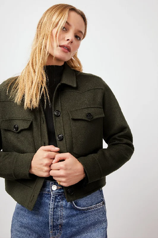 EASTON JACKET - OLIVE Welt Pockets Slit Pockets Flap Pockets