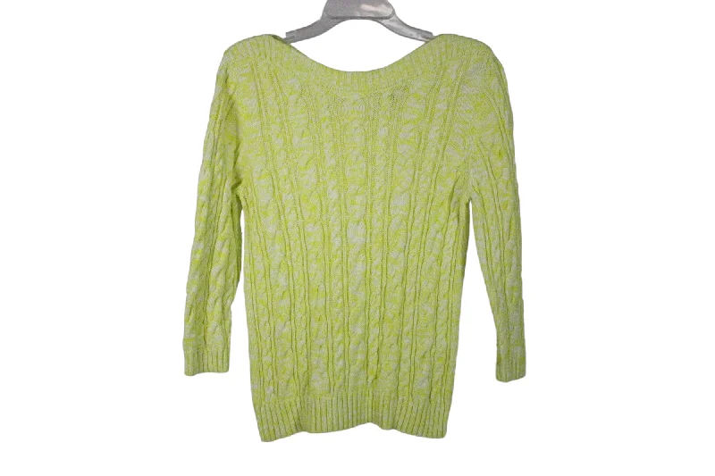 Lands' End Neon Yellow Sweater | M Petite Anti-Pilling Anti-Shrink Durable