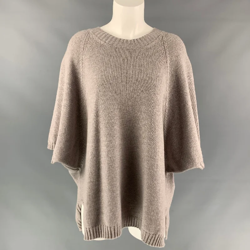 FALCONERI Size S/M Taupe Cashmere Oversized Raglan Sweater Cotton Fabric Linen Fabric Terry Fabric