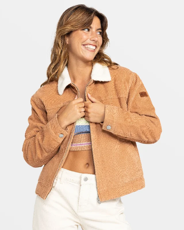 Desert Spirit Corduroy Jacket - Camel Fleece Fabric Down Fabric Feather Fabric