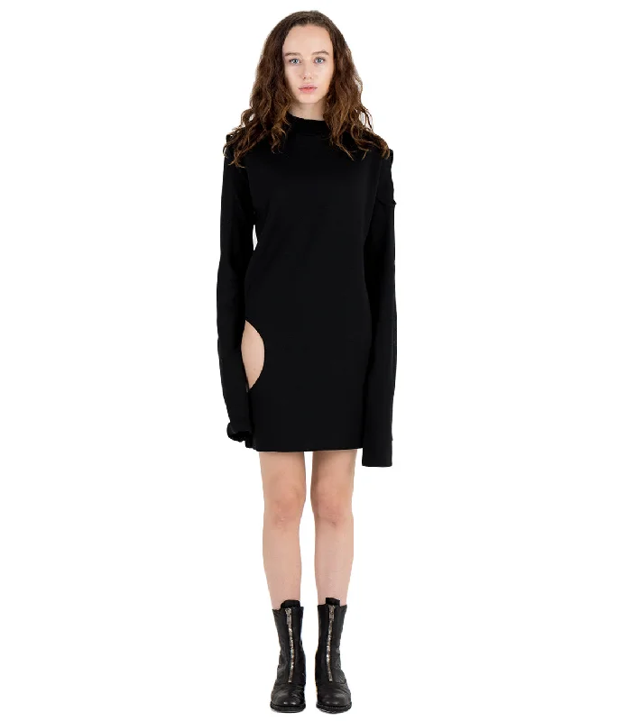 Black Cutout Sweater Terry Blend Velvet Blend Canvas Blend