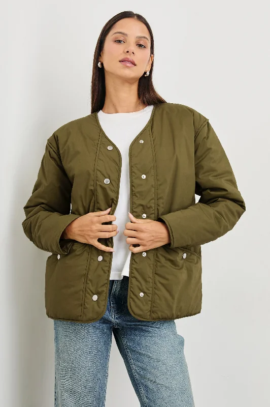 WILLEY JACKET - OLIVE Denim Fabric Leather Fabric Suede Fabric