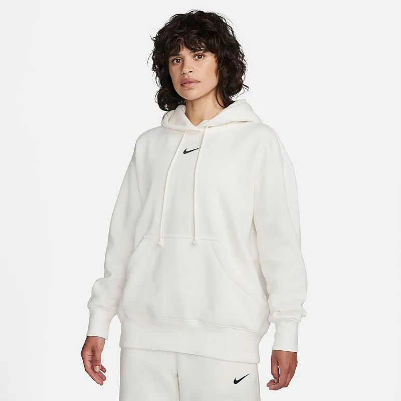 Nike Sportswear Women's Plush White Oversized Pullover Hoodie Cashmere Luxurious Pullover