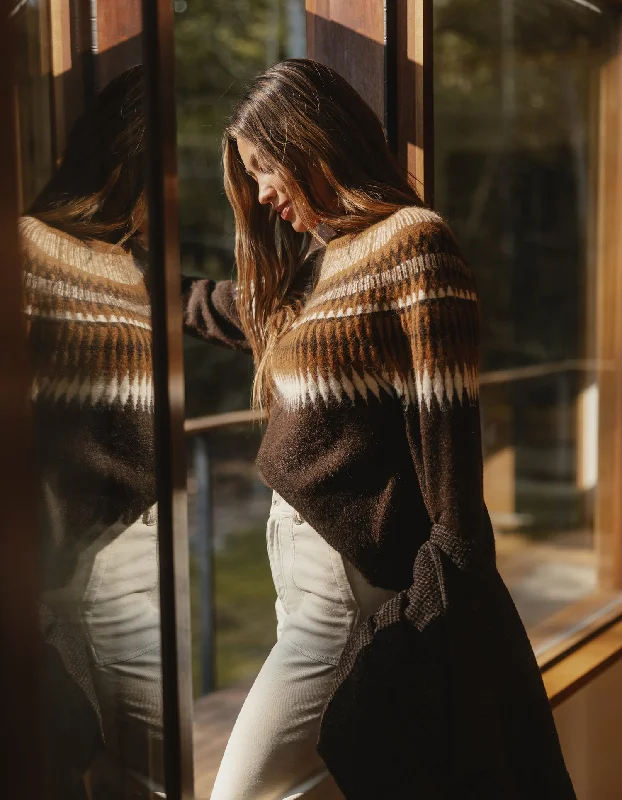 Nomad Fair Isle Sweater in Espresso Multi Handmade Hand-knitted Hand-woven