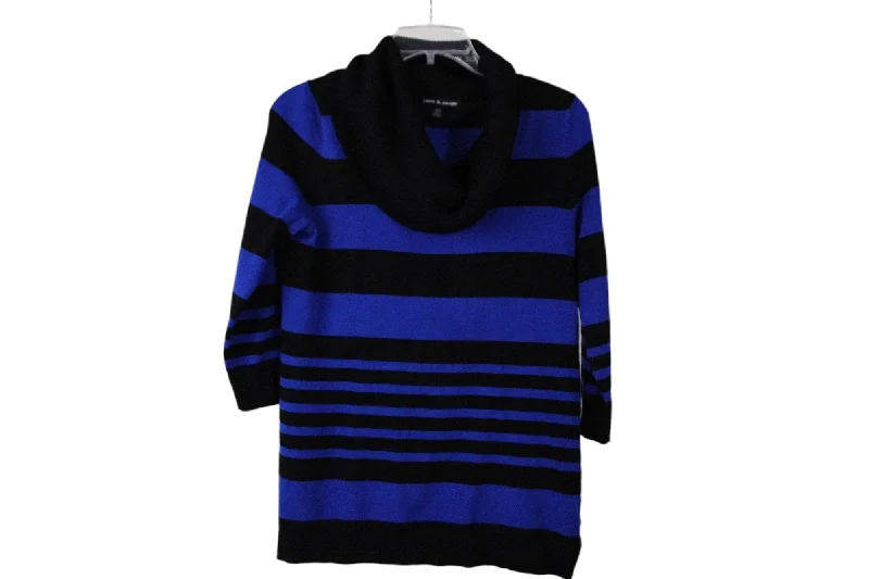 Cable & Gauge Blue Black Sweaters | M Beaded Sweater Sequined Faux Fur