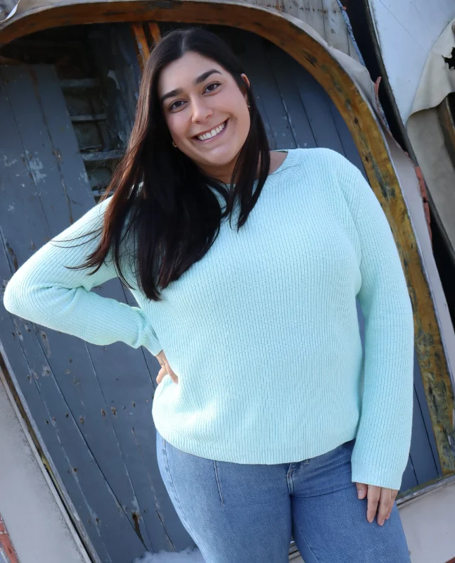 Sweater Crew- Mint Silk Blend Satin Velvet