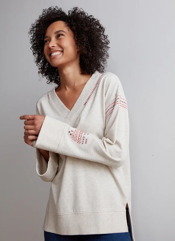 Heathered Penelope Pullover Keyhole Neck Pullover