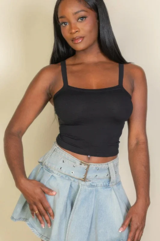 Solid Strap Tank Top black tank top