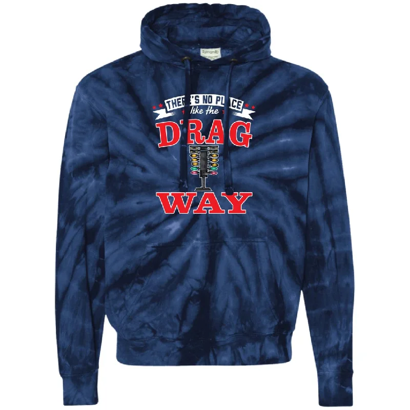 There's No Place Like The Dragway Unisex Tie-Dyed Pullover Hoodie Fleece Warm Pullover