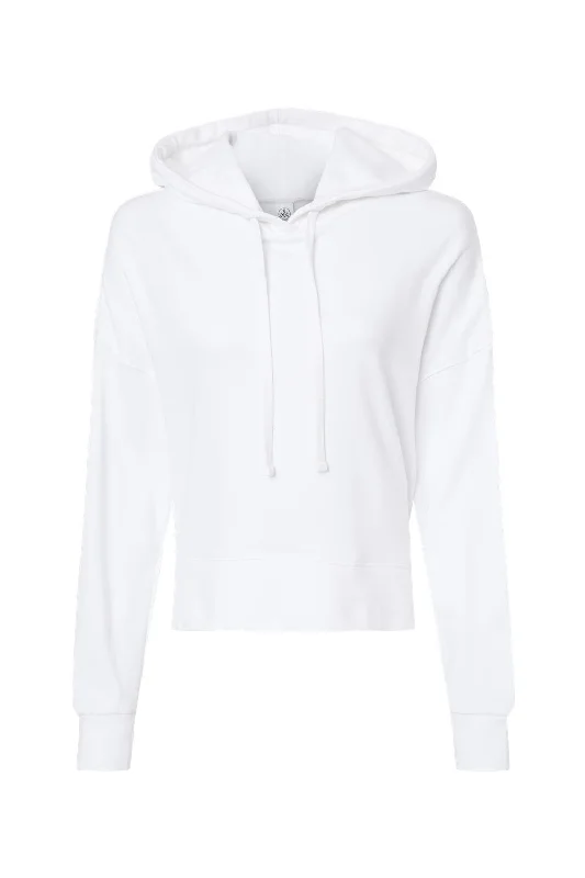 Alternative Womens Eco Washed Hooded Sweatshirt Hoodie - White - NEW