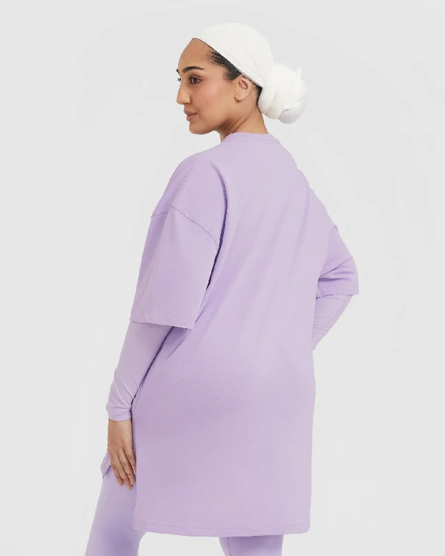 Classic Oversized Longline T-Shirt | Wisteria Purple