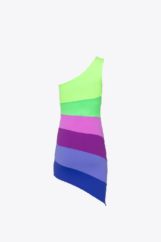 Colorblock One Arm Dress - Maldives