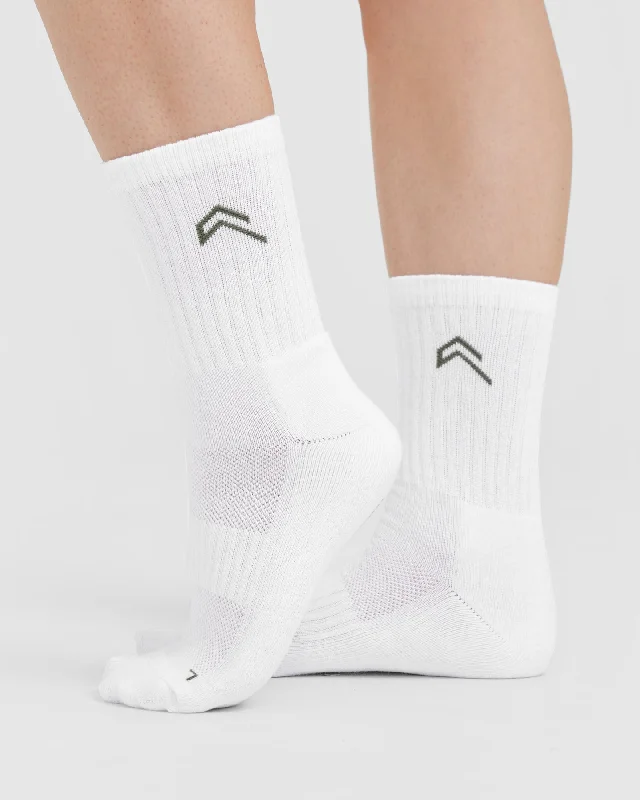 Crew Socks 2 Pack | White/Grey/Forest Green