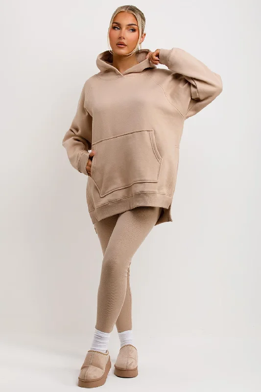 Hoodie And Leggings Set Beige