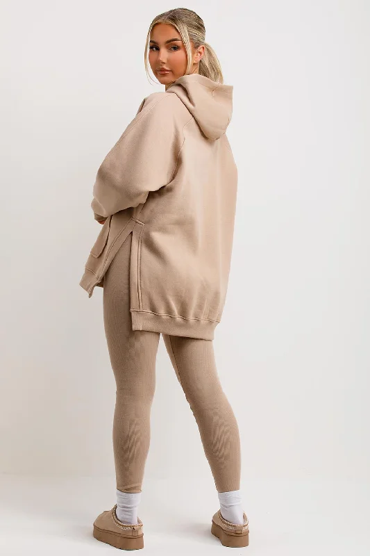 Hoodie And Leggings Set Beige