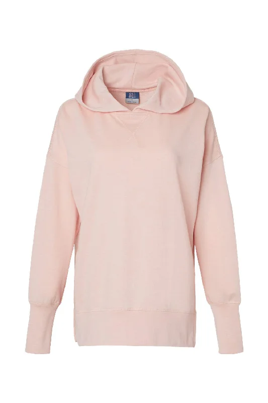 MV Sport Womens French Terry Hooded Sweatshirt Hoodie - Cameo Pink - NEW