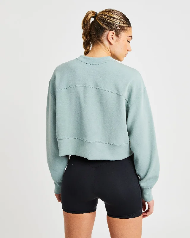 Oversized Crop Jumper - Sage Green