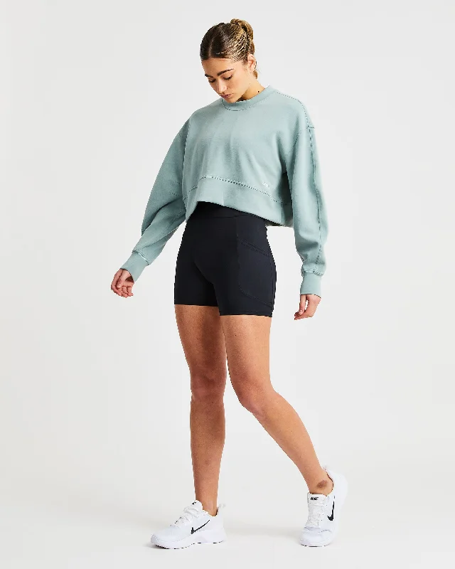 Oversized Crop Jumper - Sage Green