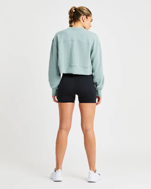 Oversized Crop Jumper - Sage Green