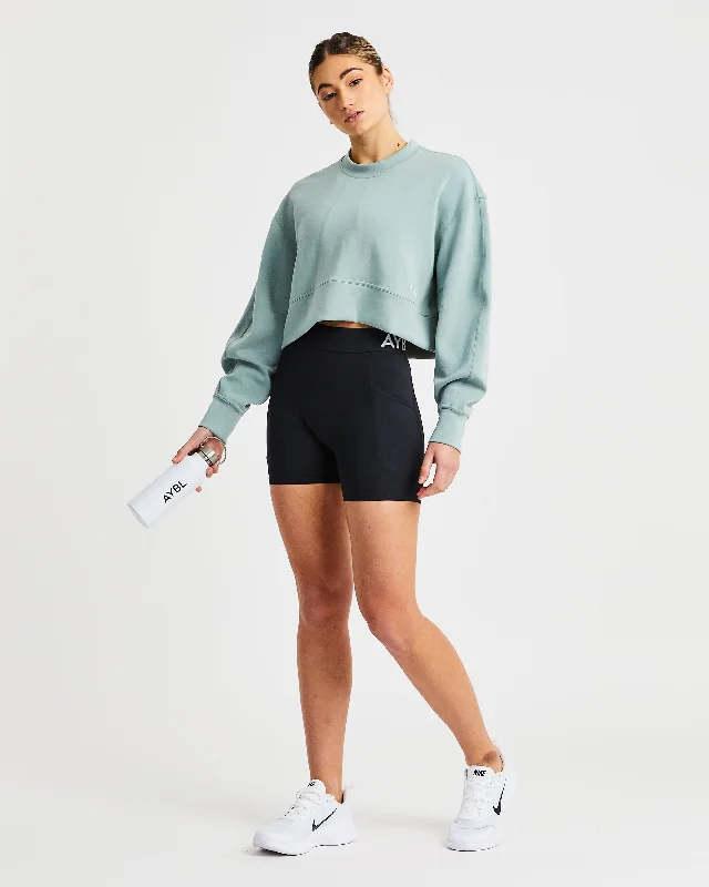 Oversized Crop Jumper - Sage Green