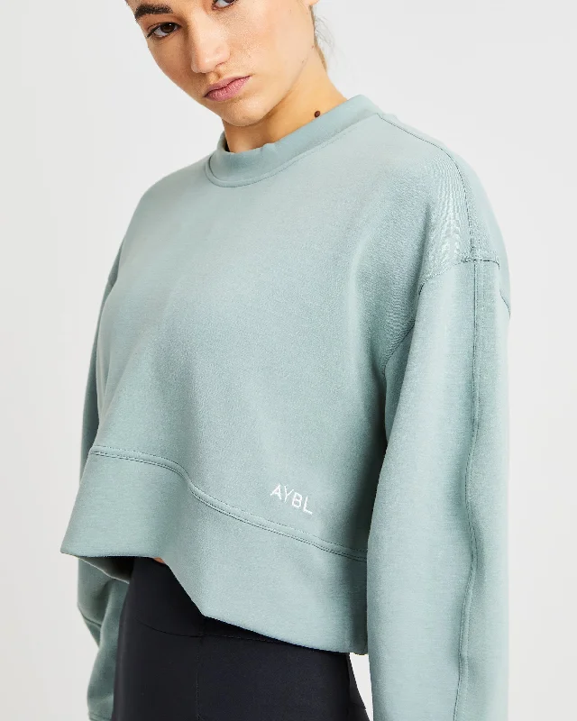 Oversized Crop Jumper - Sage Green