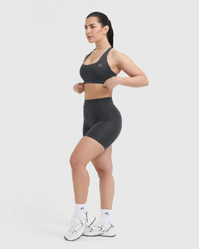 Timeless Square Neck Sports Bra | Coal