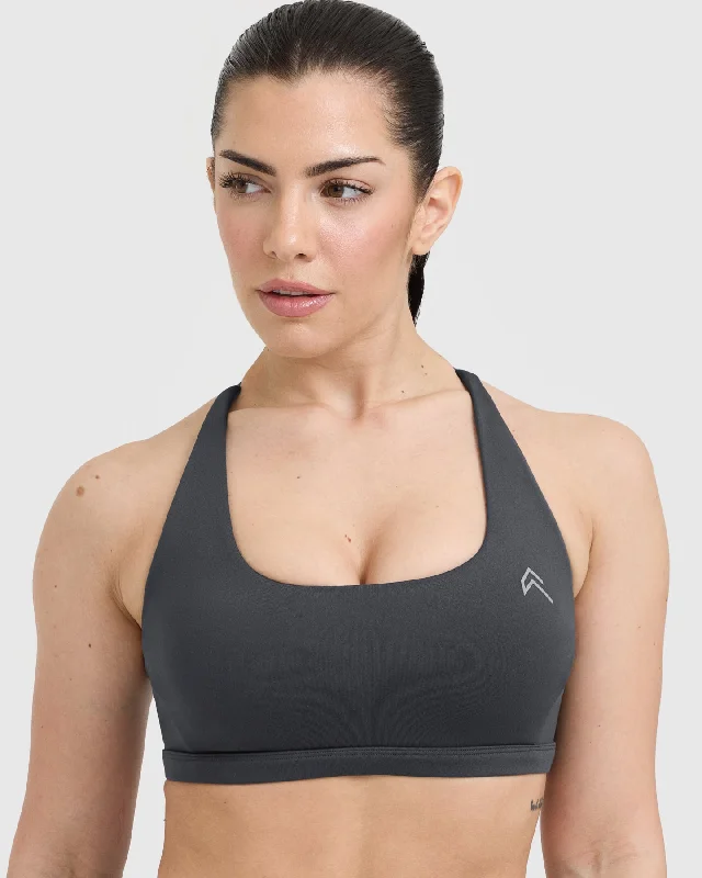 Timeless Square Neck Sports Bra | Coal