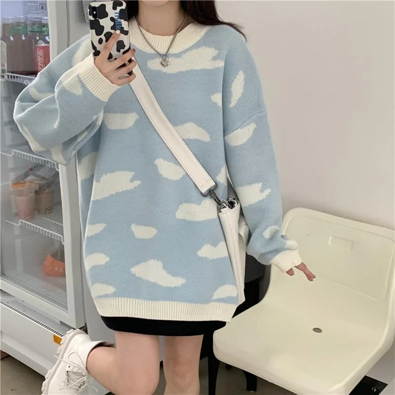 Women's Kawaii Cloud Knitted Loose Sweater