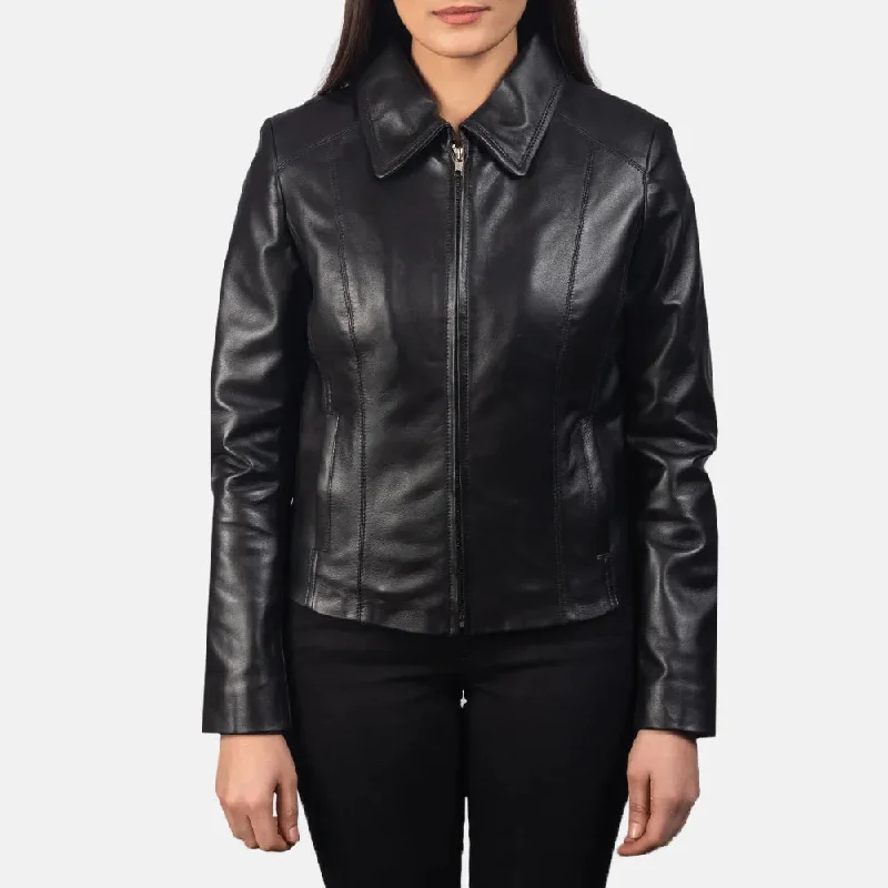 Black Biker Jacket For Winter in Shirt Collar