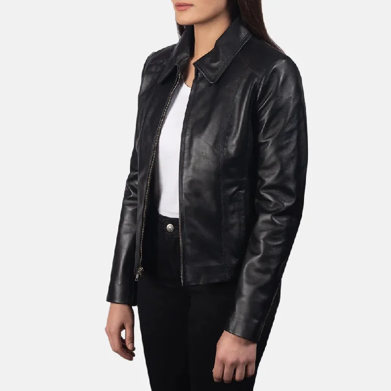 Black Biker Jacket For Winter in Shirt Collar