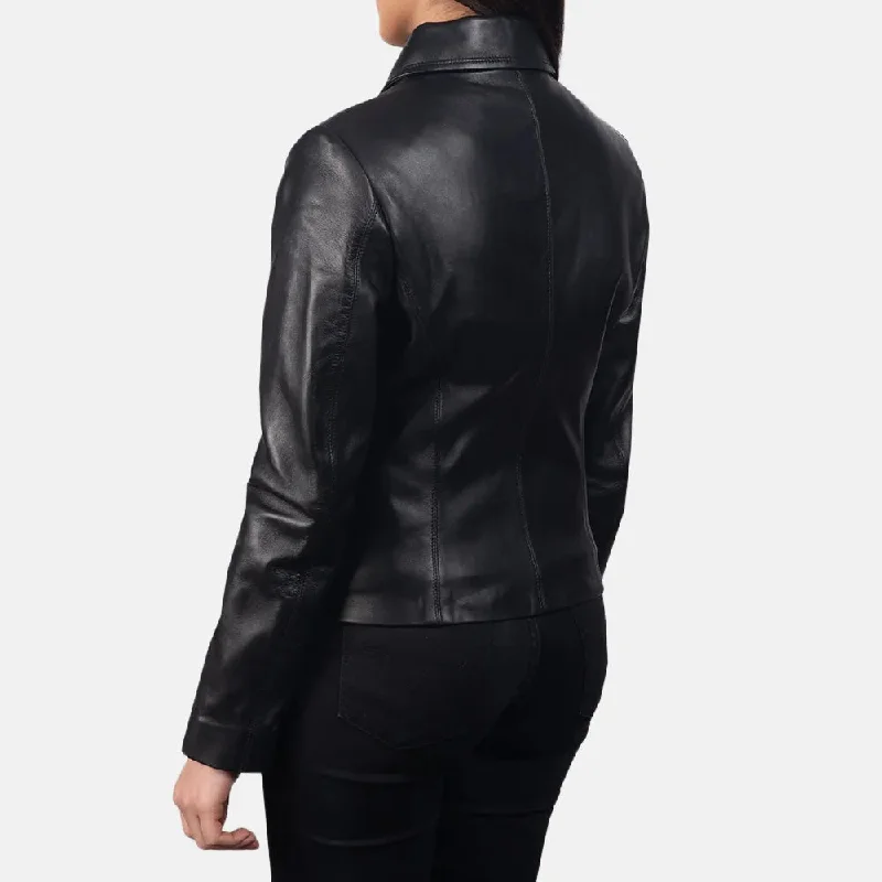 Black Biker Jacket For Winter in Shirt Collar