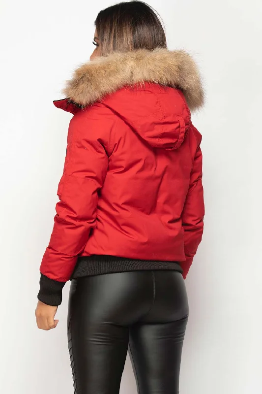 Bomber Jacket With Natural Fur Hood