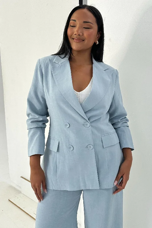 Core Linen Tailored Blazer - Powder Blue