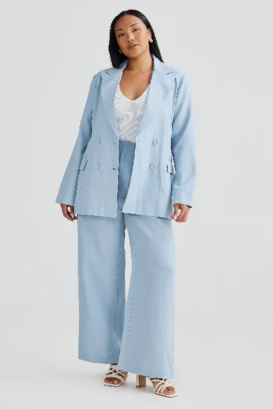 Core Linen Tailored Blazer - Powder Blue