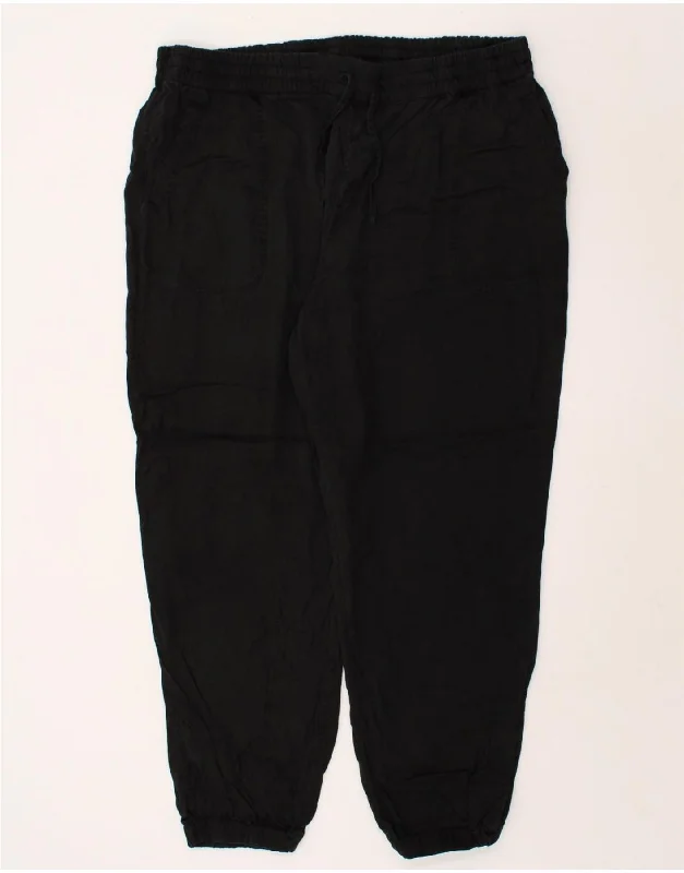 FAT FACE Womens Tracksuit Trousers Joggers UK 16 Large Black Lyocell