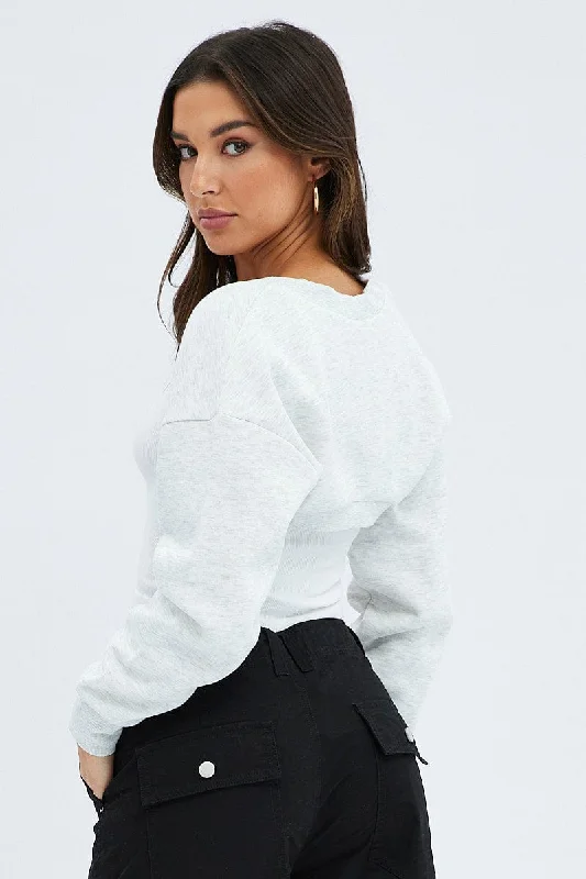 Grey Bolero Long Sleeve Crop