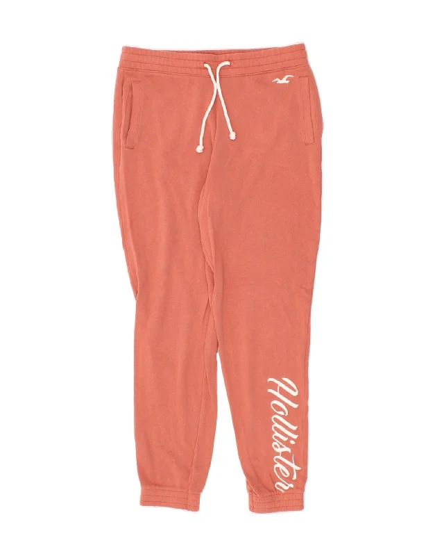 HOLLISTER Womens Graphic Tracksuit Trousers Joggers UK 14 Medium Orange