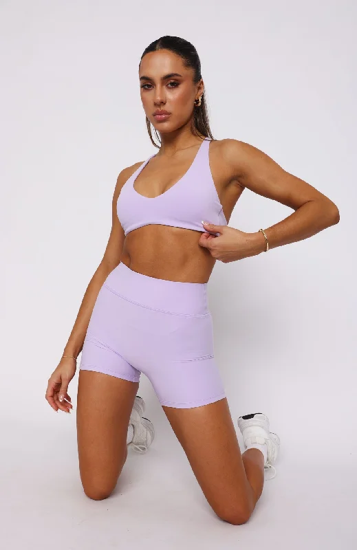 Keep Up High Waisted Shorts 4"" Lilac