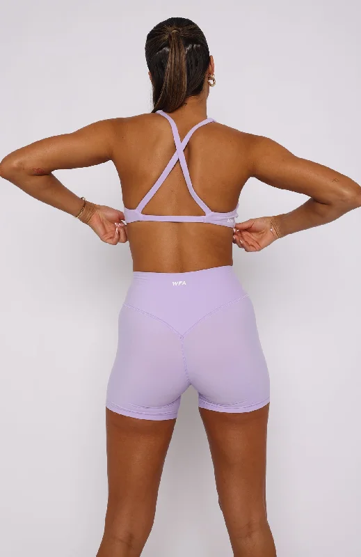 Keep Up High Waisted Shorts 4"" Lilac