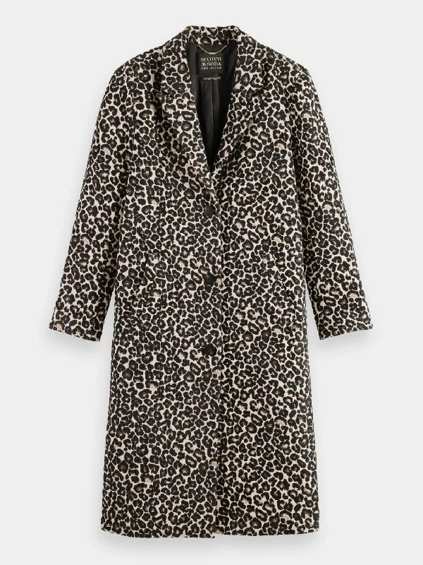 Single-breasted leopard print coat