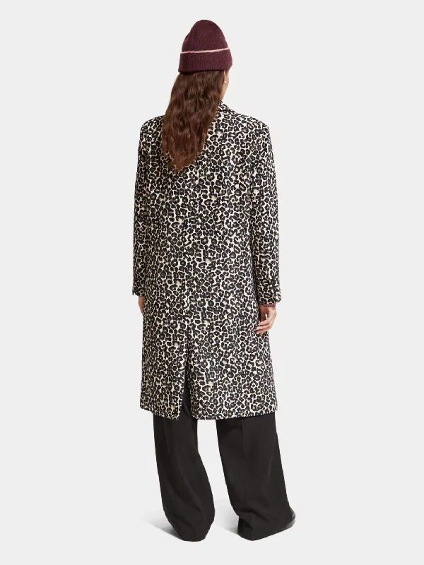 Single-breasted leopard print coat