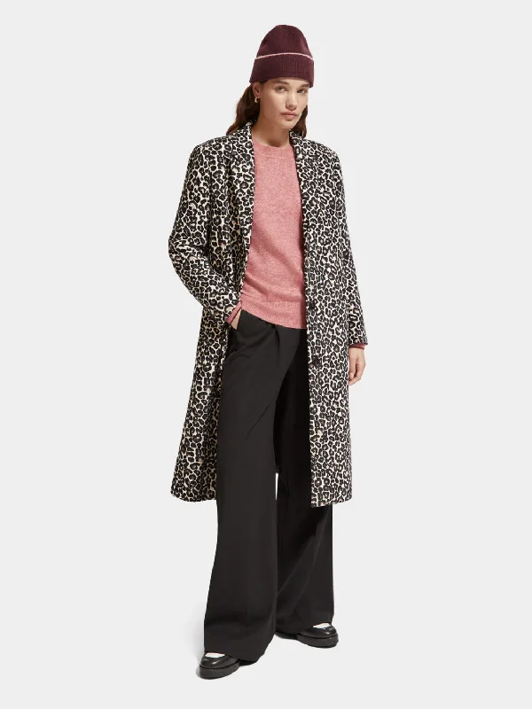 Single-breasted leopard print coat