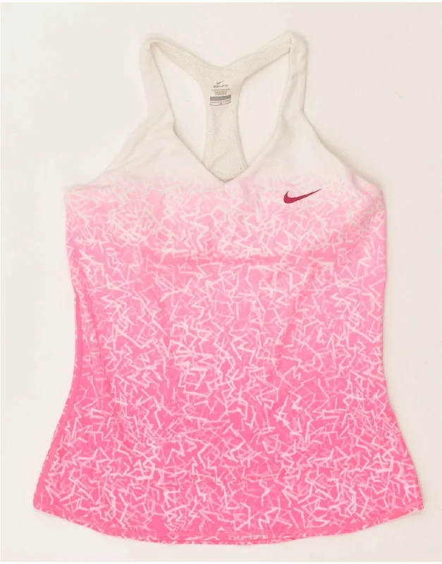 NIKE Womens Dri Fit Abstract Pattern Vest Top UK 12 Medium Pink